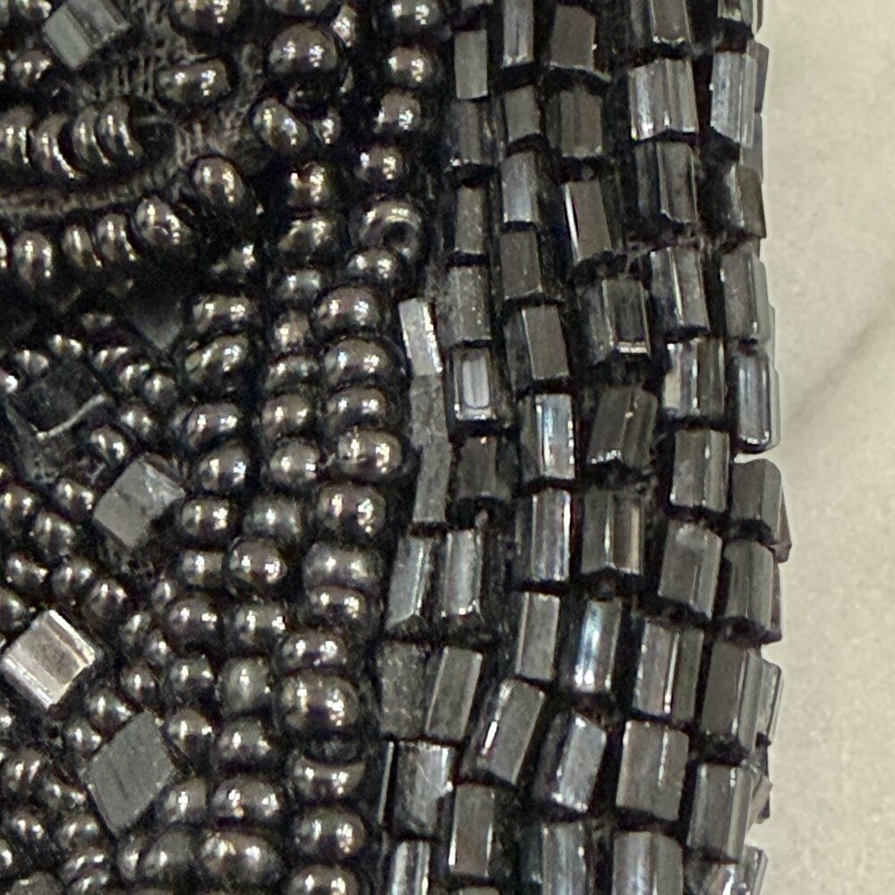 Vintage French Black Beaded Belt Bag with Chanel Gift Bag 5" X 3.5" - Picture 16 of 17